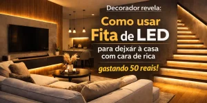 Sala moderna com iluminação LED e dicas de decoração 2026